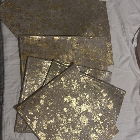 Miriam White/Gold Speckle Hair-On-Hide Placemat Set Of 6 Rectangle) - Picture 11 of 11